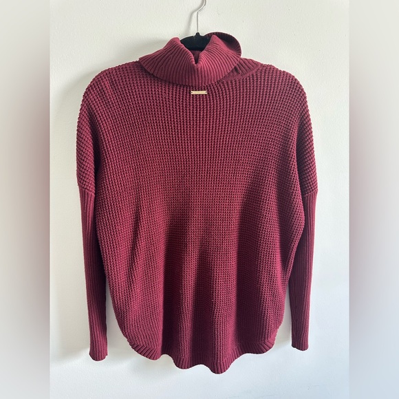 Michael Kors Wine Red Burgundy Turtle Neck Sweater size M - Picture 2 of 5